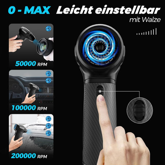 GLIESE Elektrisches Staubgebläse Druckluftspray für PC Reinigungsset, 200.000 U/min Compressed Air, 3-Gang Air Duster Luftdruckspray mit 8000mah Akku, Tastatur Reinigung für PC, Elektronik, Sofa, Auto