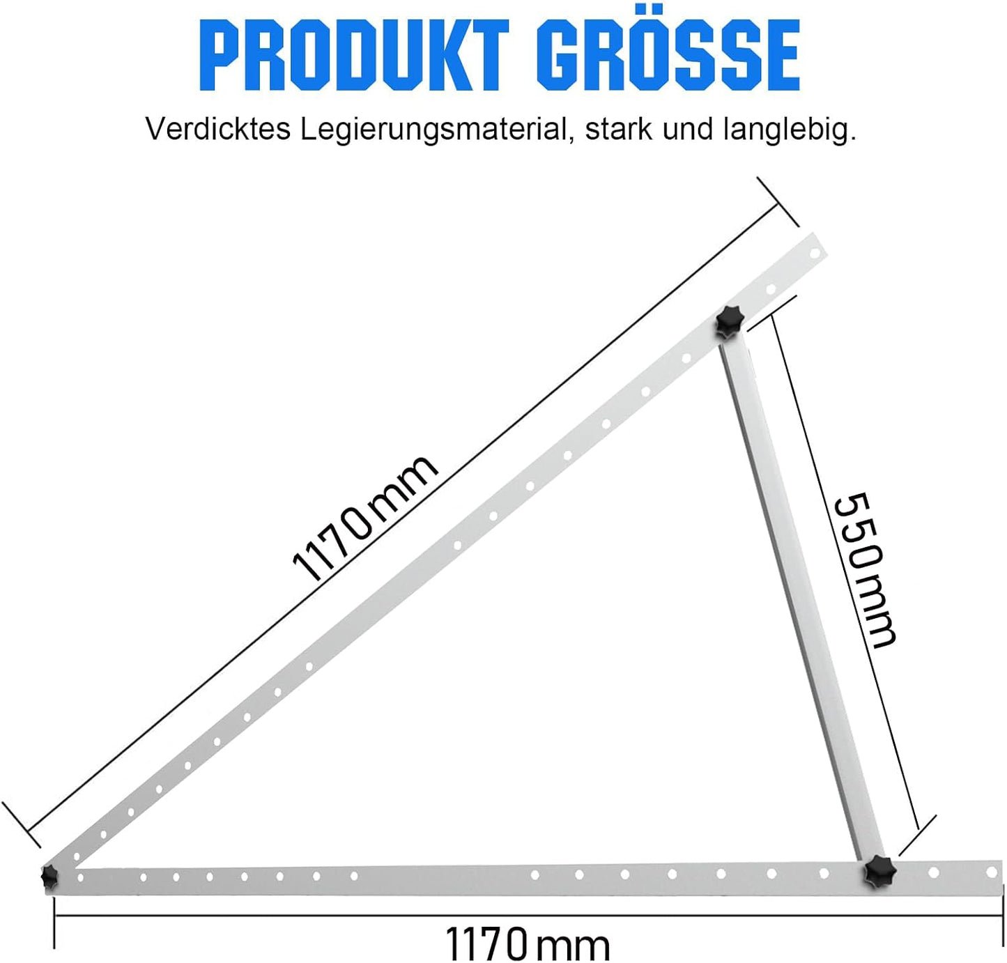 GLIESE Solarmodul Halterung 117 cm (2 Sets), Solarpanel Halterung,Balkonkraftwerk Halterungen ,Aluminiumlegierung PV-Module Halterung Solarmodul für 100W-600W,Verstellbarer Winkel Von 0°-90°, 0% MwSt.