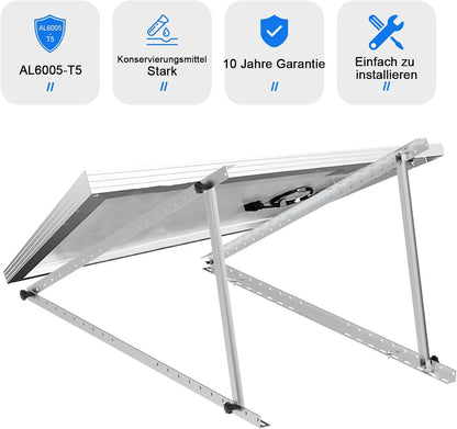 GLIESE Solarmodul Halterung 117 cm (2 Sets), Solarpanel Halterung,Balkonkraftwerk Halterungen ,Aluminiumlegierung PV-Module Halterung Solarmodul für 100W-600W,Verstellbarer Winkel Von 0°-90°, 0% MwSt.