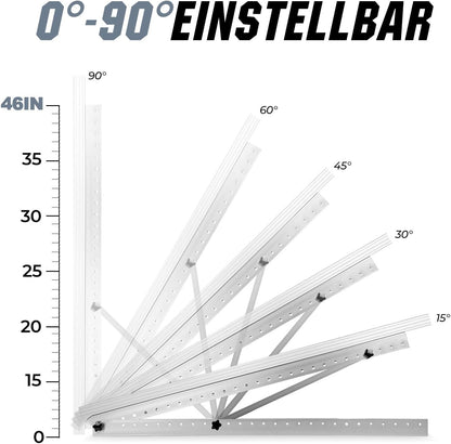 GLIESE Solarmodul Halterungen 118 cm 2 Stück, Neigungswinkel 0-90° verstellbar aus Aluminium & Edelstahl, Balkonkraftwerk Montageset kompatibel mit 100W-600W, Flachdach, Wand & Garten, 0% MwSt.