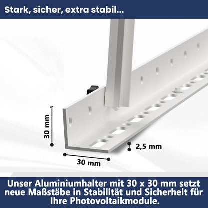 GLIESE Solarmodul Halterung 114 cm (2er-Set),Solarpanel Halterung,Balkonkraftwerk Halterung,Verstellbarer Winkel Von 0° bis 90°,Aluminium Halterungen Flachdach für 100 W-600 W, 0% MwSt.