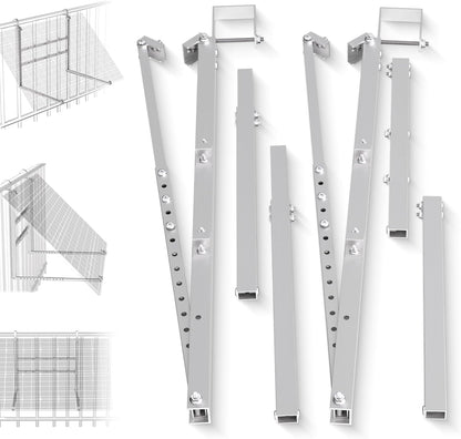 GLIESE Balkonkraftwerk Halterung,Solarmodulhalterung für 400W-550W - 15°-45° verstellbar aus stabilem Aluminium, inkl.Haken für Quadratprofil-Geländer - Für Balkon, Flachdach, Wand (Silber)