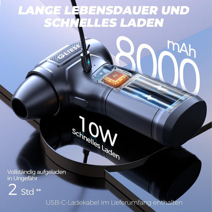 GLIESE Elektrisches Staubgebläse Druckluftspray für PC Reinigungsset, 200.000 U/min Compressed Air, 3-Gang Air Duster Luftdruckspray mit 8000mah Akku, Tastatur Reinigung für PC, Elektronik, Sofa, Auto