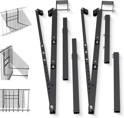GLIESE Balkonkraftwerk Halterung für 400W-550W Solarmodule - 15°-45° verstellbar aus stabilem Aluminium, inkl. Haken für Quadratprofil-Geländer - Für Balkon, Flachdach, Wand (Schwarz)