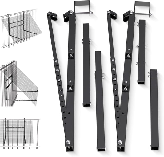GLIESE Balkonkraftwerk Halterung für 400W-550W Solarmodule - 15°-45° verstellbar aus stabilem Aluminium, inkl. Haken für Quadratprofil-Geländer - Für Balkon, Flachdach, Wand (Schwarz)