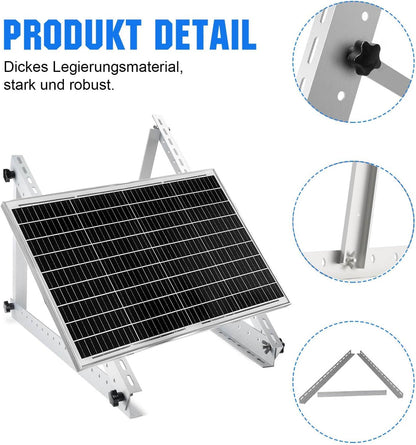 GLIESE Solarmodul Halterung 117 cm (2 Sets), Solarpanel Halterung,Balkonkraftwerk Halterungen ,Aluminiumlegierung PV-Module Halterung Solarmodul für 100W-600W,Verstellbarer Winkel Von 0°-90°, 0% MwSt.