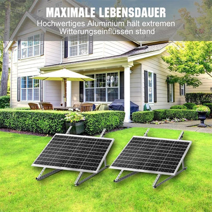 GLIESE Solarmodul Halterungen 118 cm 2 Stück, Neigungswinkel 0-90° verstellbar aus Aluminium & Edelstahl, Balkonkraftwerk Montageset kompatibel mit 100W-600W, Flachdach, Wand & Garten, 0% MwSt.