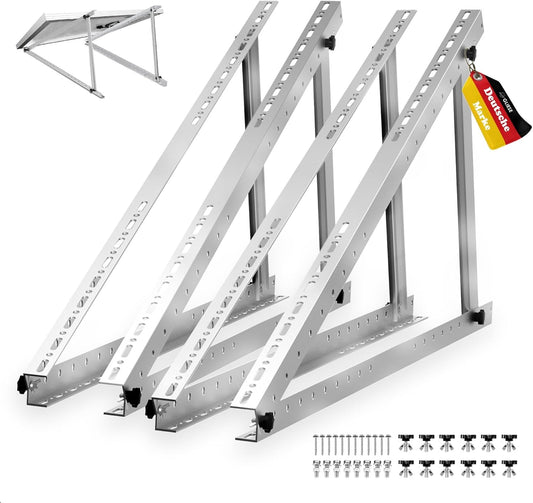 GLIESE Solarmodul Halterung 114 cm (2er-Set),Solarpanel Halterung,Balkonkraftwerk Halterung,Verstellbarer Winkel Von 0° bis 90°,Aluminium Halterungen Flachdach für 100 W-600 W, 0% MwSt.