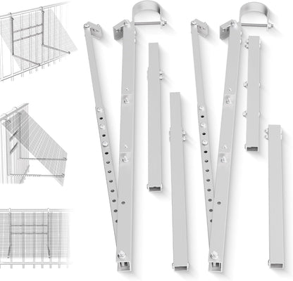 GLIESE Balkonkraftwerk Halterung | Solarmodulhalterung für 400W-550W - 15°-45° verstellbar aus stabilem Aluminium, inkl. Haken für rundes Geländer - Für Balkon, Flachdach, Wand (Silber)