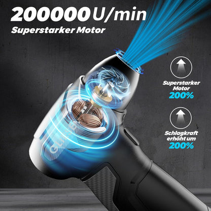 GLIESE Elektrisches Staubgebläse Druckluftspray für PC Reinigungsset, 200.000 U/min Compressed Air, 3-Gang Air Duster Luftdruckspray mit 8000mah Akku, Tastatur Reinigung für PC, Elektronik, Sofa, Auto