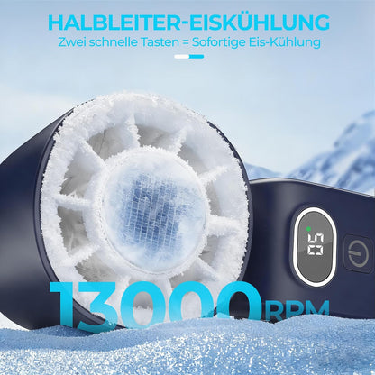 GLIESE Handventilator 5000mAh, Klappbarer USB-C Mini Ventilator mit Wiederaufladbarem Akku & Kühlpad, Tragbarer Tischventilator mit 5 Stufen für Büro, Reise, Camping, Auto - Dunkelblau