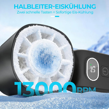 GLIESE Handventilator 5000mAh, Klappbarer USB-C Mini Ventilator mit Wiederaufladbarem Akku & Kühlpad, Tragbarer Tischventilator mit 5 Stufen für Büro, Reise, Camping, Auto - Schwarz