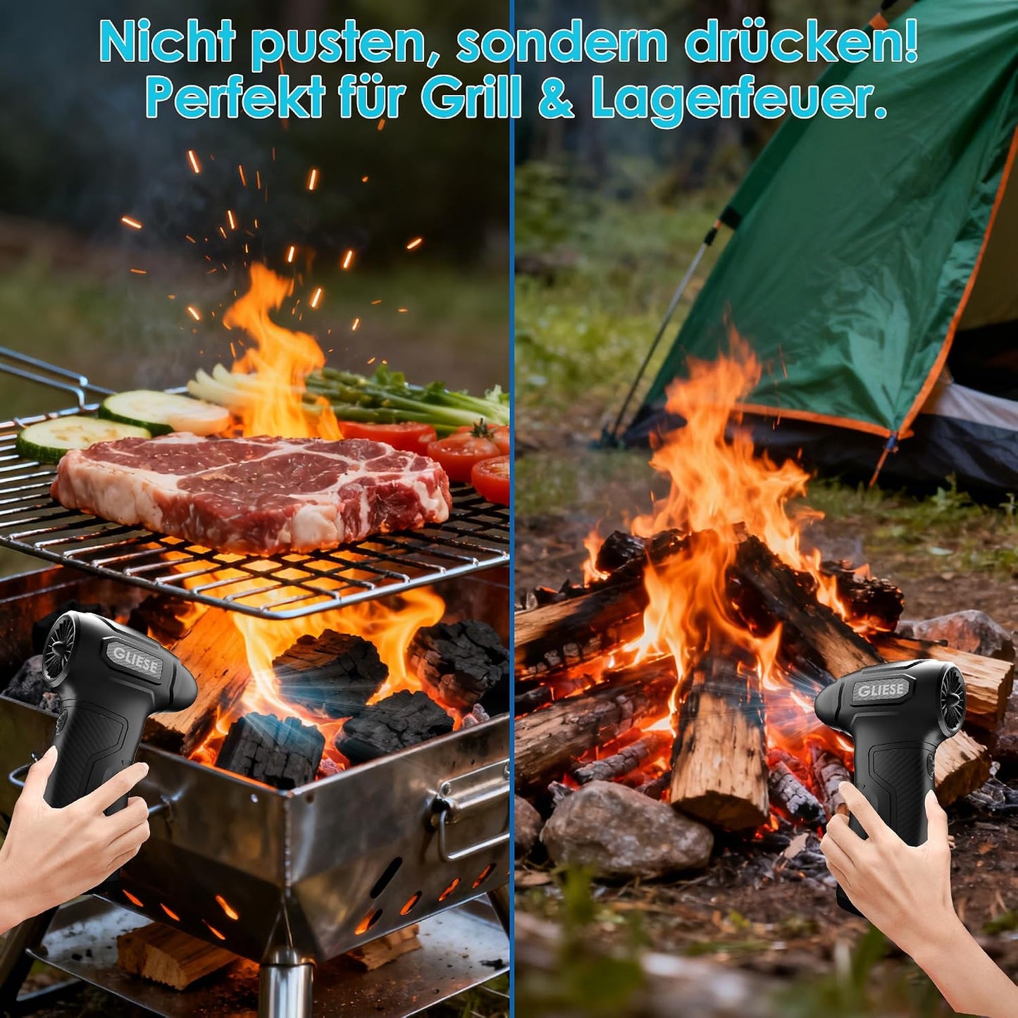 GLIESE Elektrisches Staubgebläse Druckluftspray für PC Reinigungsset, 200.000 U/min Compressed Air, 3-Gang Air Duster Luftdruckspray mit 8000mah Akku, Tastatur Reinigung für PC, Elektronik, Sofa, Auto