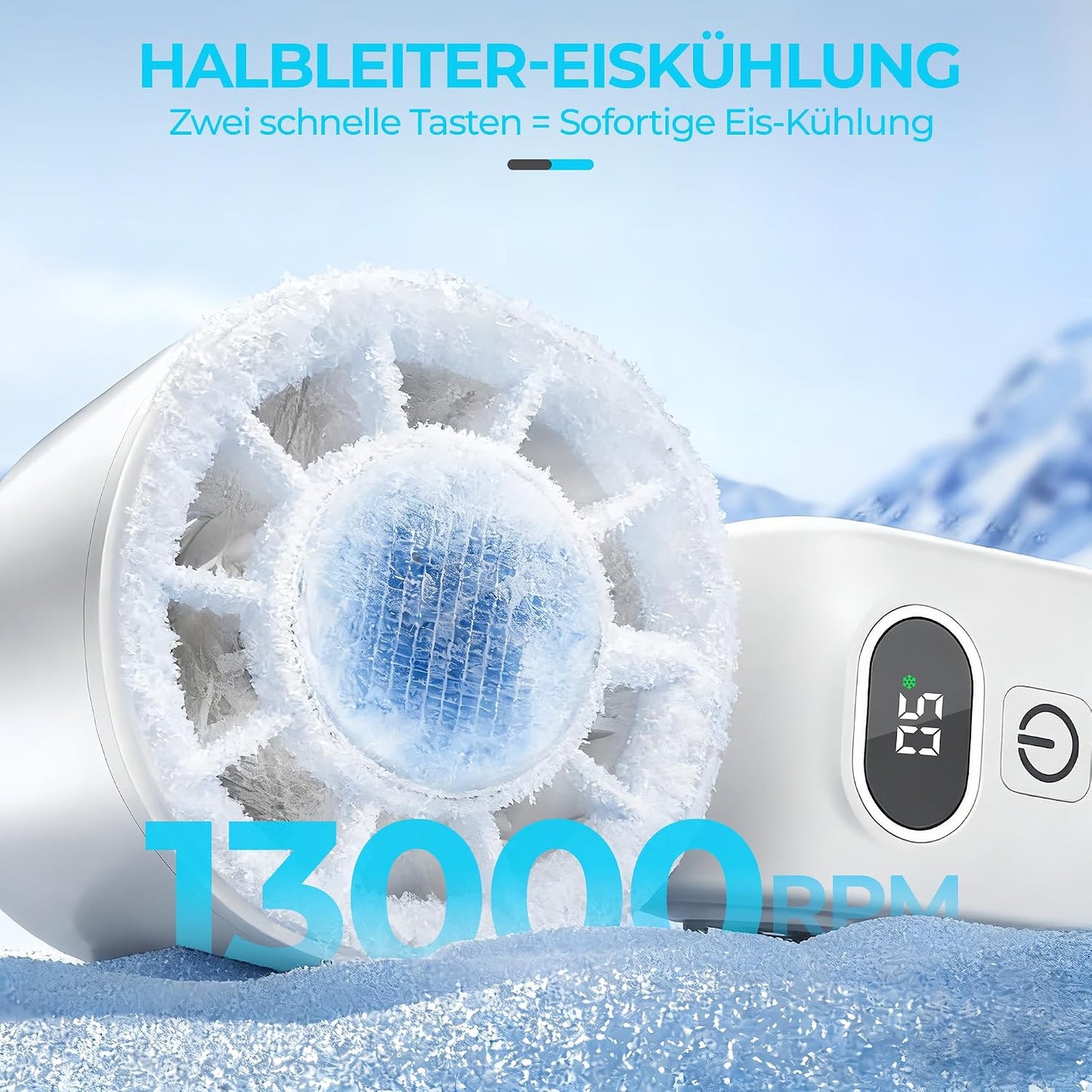 GLIESE Handventilator 5000mAh, Klappbarer USB-C Mini Ventilator mit Wiederaufladbarem Akku & Kühlpad, Tragbarer Tischventilator mit 5 Stufen für Büro, Reise, Camping, Auto - Weiß